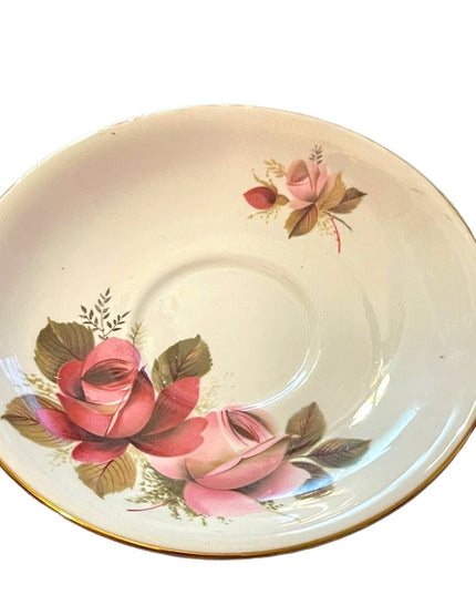 Vintage Royal Windsor Tea cup and saucer pink roses flower floral set bone china