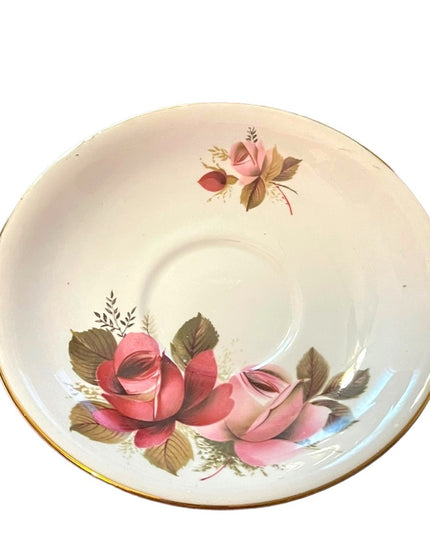 Vintage Royal Windsor Tea cup and saucer pink roses flower floral set bone china