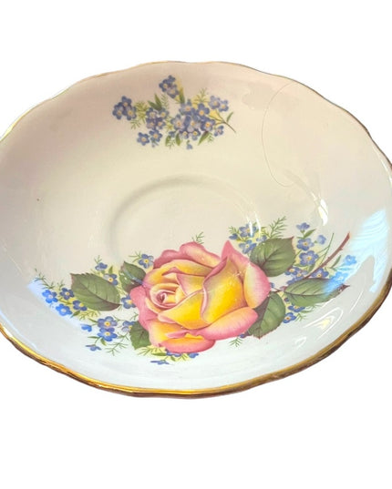 Vintage Royal Vale tea cup & saucer set Cabbage Roses flowers floral set England