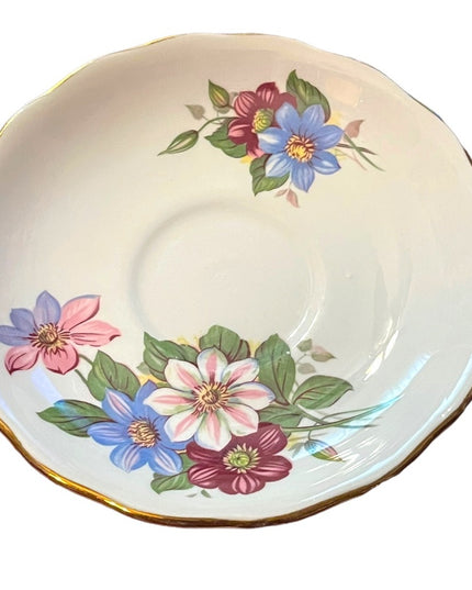 Vintage Royal Vale bone china tea cup & saucer Flowers floral set England
