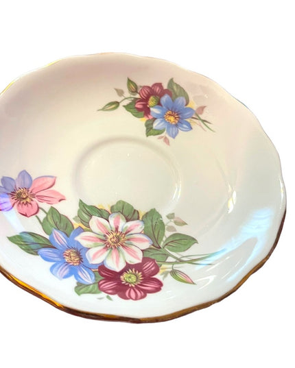 Vintage Royal Vale bone china tea cup & saucer Flowers floral set England