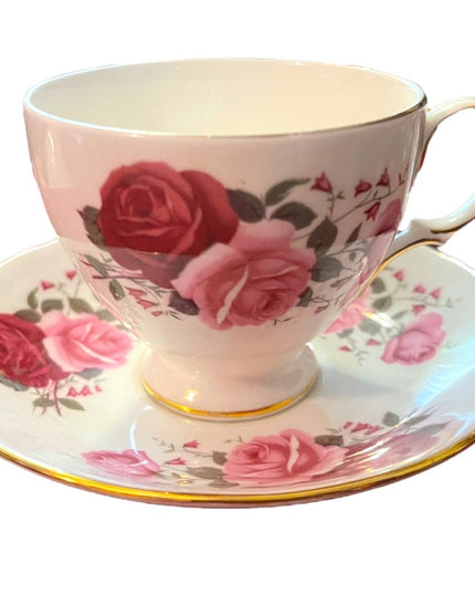 Vintage Queen Anne Cabbage rosestea cup and saucer set bone china England