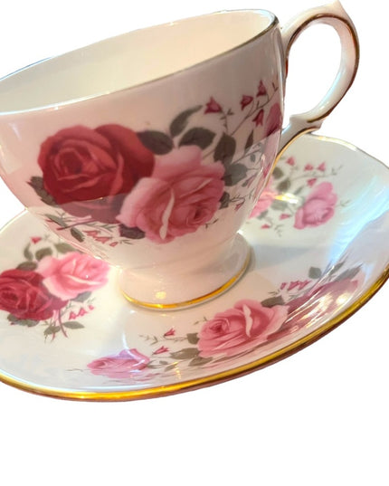 Vintage Queen Anne Cabbage rosestea cup and saucer set bone china England