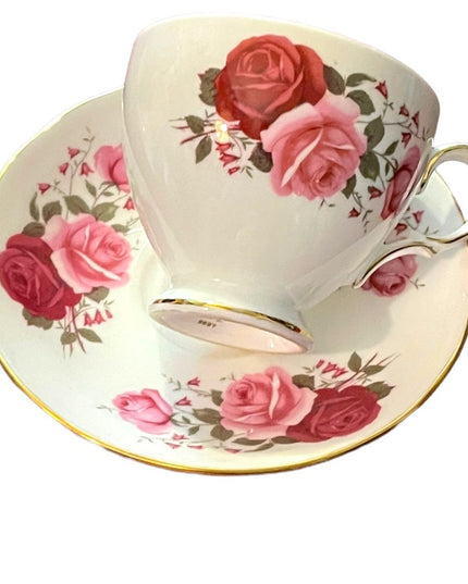 Vintage Queen Anne Cabbage rosestea cup and saucer set bone china England