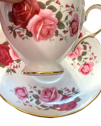 Vintage Queen Anne Cabbage rosestea cup and saucer set bone china England