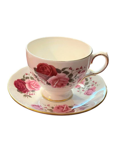 Vintage Queen Anne Cabbage rosestea cup and saucer set bone china England