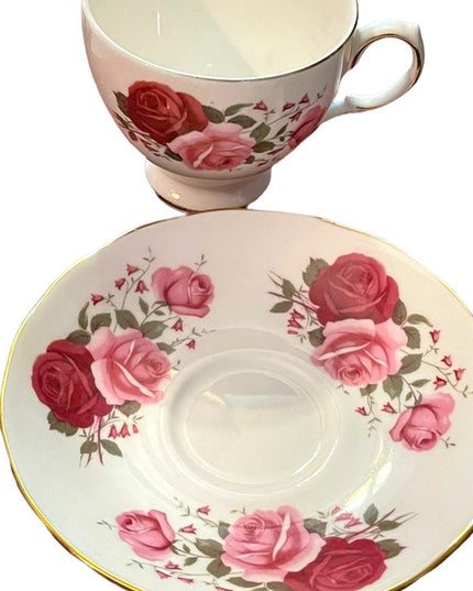 Vintage Queen Anne Cabbage rosestea cup and saucer set bone china England