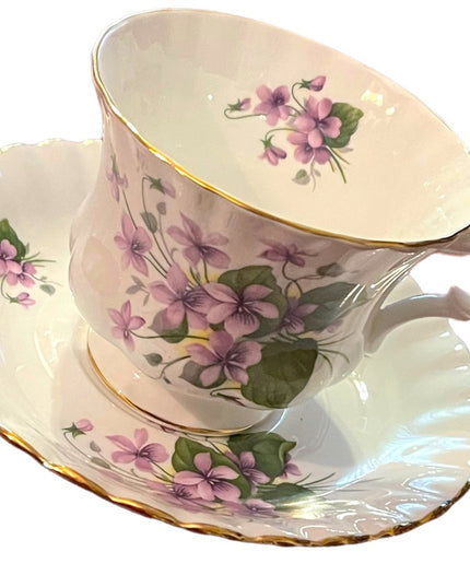 Vintage Royal Albert purple flowers floral bone china tea cup & saucer England