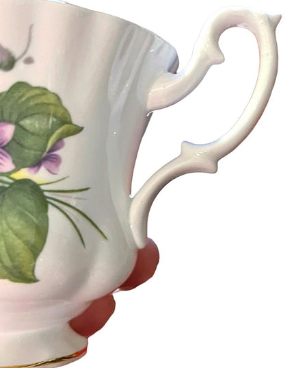 Vintage Royal Albert purple flowers floral bone china tea cup & saucer England
