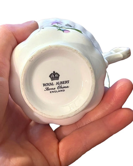 Vintage Royal Albert purple flowers floral bone china tea cup & saucer England