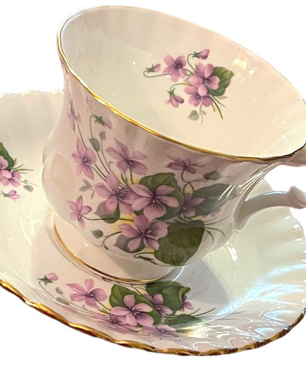 Vintage Royal Albert purple flowers floral bone china tea cup & saucer England