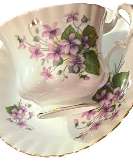 Vintage Royal Albert purple flowers floral bone china tea cup & saucer England