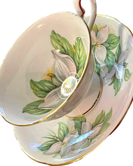 Vintage Royal Stafford White Trillium tea cup & saucer Bone china England
