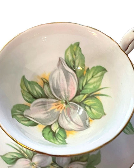 Vintage Royal Stafford White Trillium tea cup & saucer Bone china England