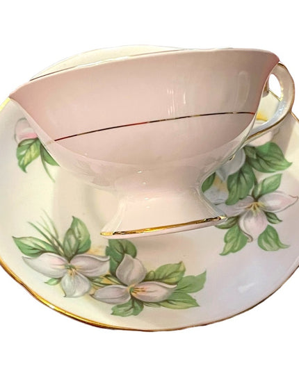 Vintage Royal Stafford White Trillium tea cup & saucer Bone china England