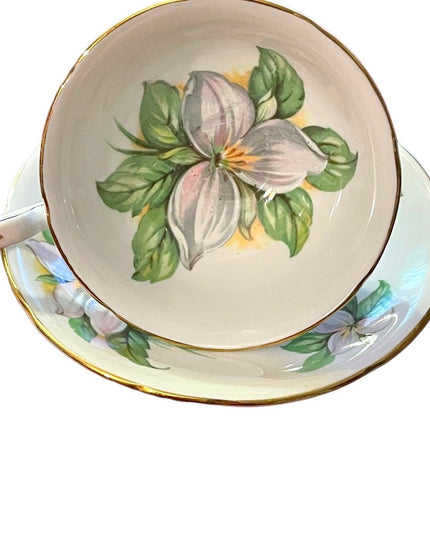 Vintage Royal Stafford White Trillium tea cup & saucer Bone china England