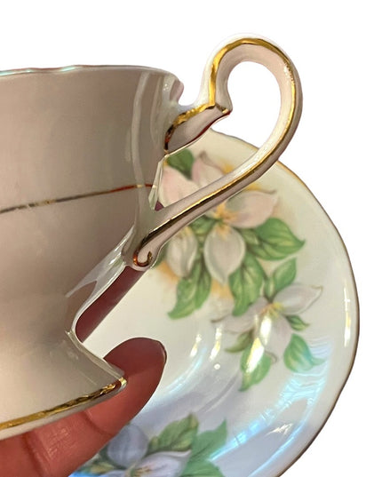 Vintage Royal Stafford White Trillium tea cup & saucer Bone china England