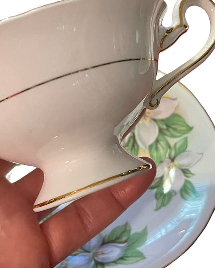 Vintage Royal Stafford White Trillium tea cup & saucer Bone china England