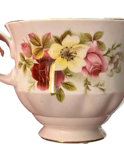 Vintage Queen Anne floral tea cup & saucer roses bone china England