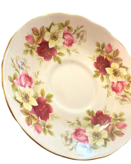 Vintage Queen Anne floral tea cup & saucer roses bone china England