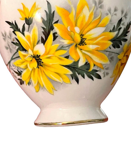 Vintage Royal Vale yellow floral flowers Bone china tea cup & saucers England
