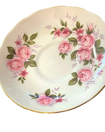 Vintage Queen Anne Pink Roses Bone China tea cup & saucer England