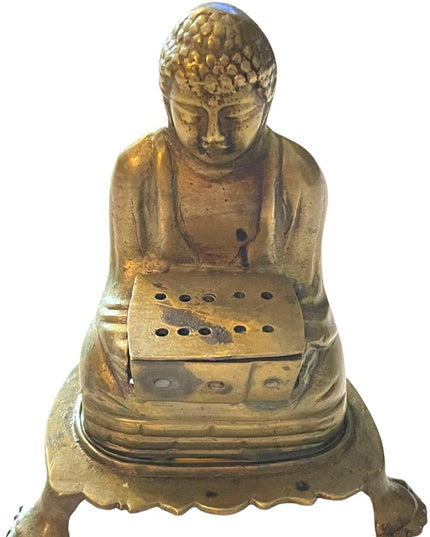 Vintage sitting Buddah Insence burner brass ritual meditation