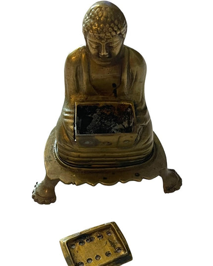 Vintage sitting Buddah Insence burner brass ritual meditation