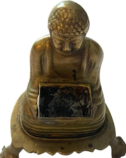 Vintage sitting Buddah Insence burner brass ritual meditation