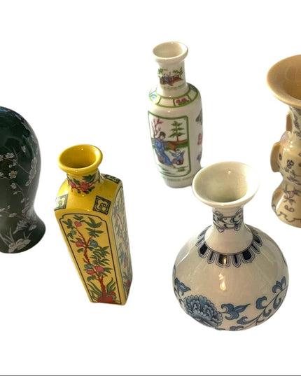 1980 Franklin Mint Porcelain Miniature Vases Japan Geisha floral collectible
