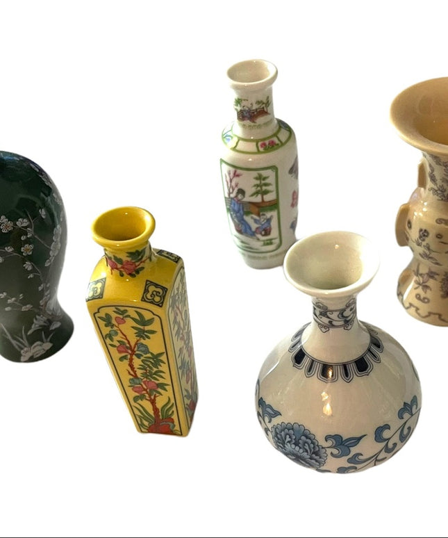 1980 Franklin Mint Porcelain Miniature Vases Japan Geisha floral collectible