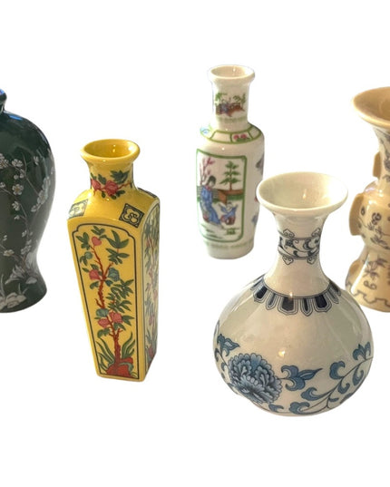 1980 Franklin Mint Porcelain Miniature Vases Japan Geisha floral collectible