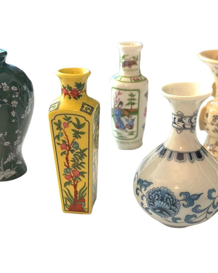 1980 Franklin Mint Porcelain Miniature Vases Japan Geisha floral collectible