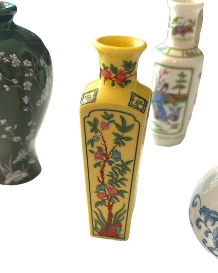 1980 Franklin Mint Porcelain Miniature Vases Japan Geisha floral collectible