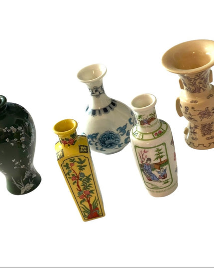 1980 Franklin Mint Porcelain Miniature Vases Japan Geisha floral collectible
