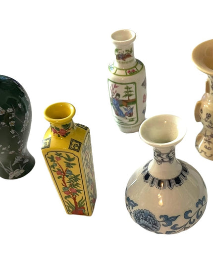1980 Franklin Mint Porcelain Miniature Vases Japan Geisha floral collectible