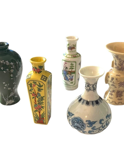 1980 Franklin Mint Porcelain Miniature Vases Japan Geisha floral collectible