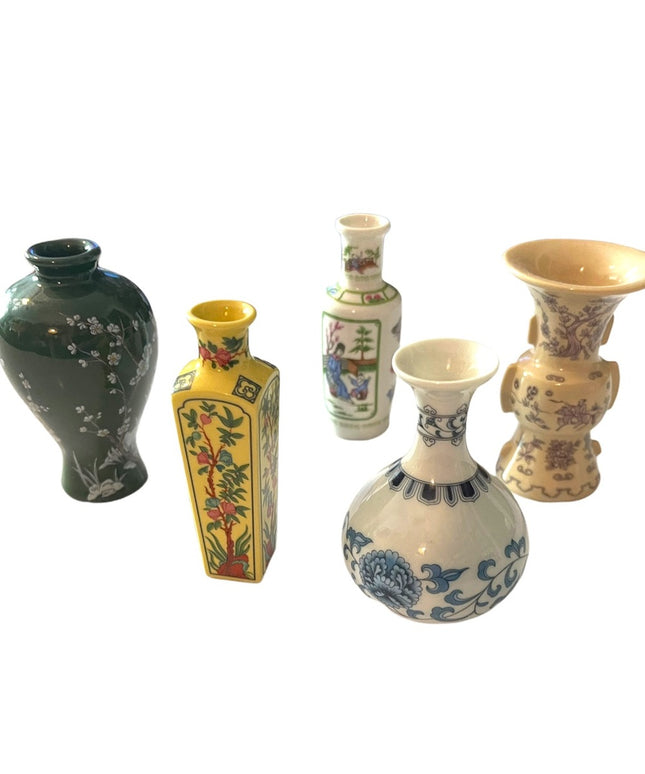 1980 Franklin Mint Porcelain Miniature Vases Japan Geisha floral collectible