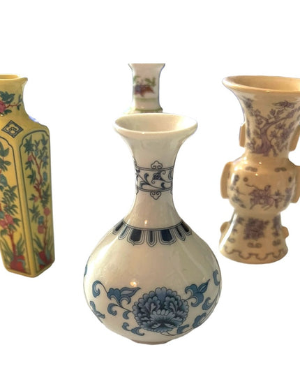 1980 Franklin Mint Porcelain Miniature Vases Japan Geisha floral collectible