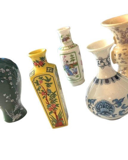 1980 Franklin Mint Porcelain Miniature Vases Japan Geisha floral collectible