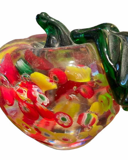 Italy Murano Glass apple Millefiori paper weight rare handmade design Heavy