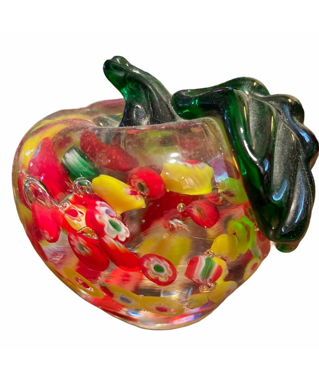 Italy Murano Glass apple Millefiori paper weight rare handmade design Heavy