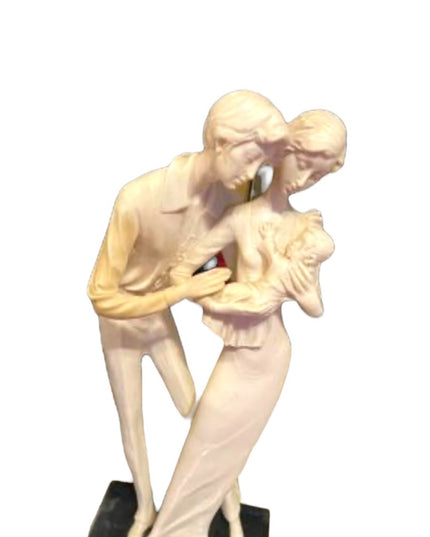Vintage A Santini Sculpture Italy Mother Father baby Statue Tall 16” Marble base