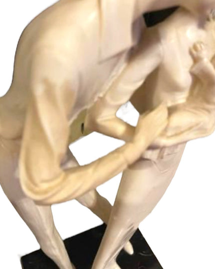 Vintage A Santini Sculpture Italy Mother Father baby Statue Tall 16” Marble base