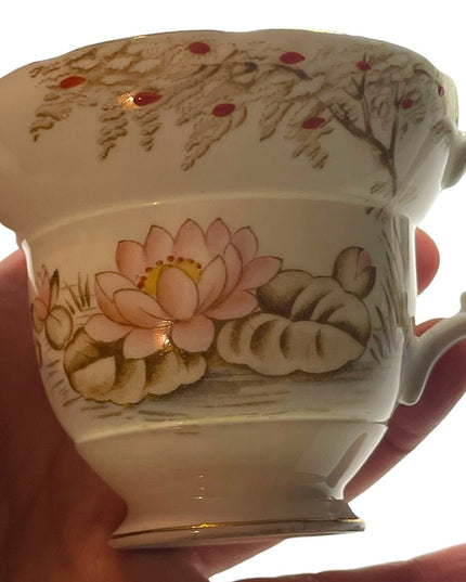 Vintage Gladstone Water Lily floral Tea cup & Saucer set Bone china England