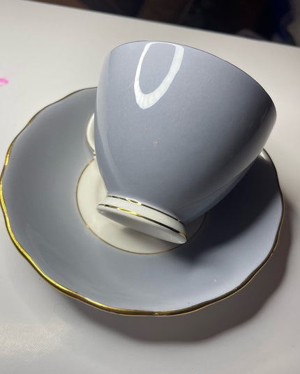 Vintage Colclough gray solid elegant tea cup & saucer set Bone china England