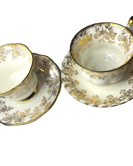Vintage 24k Gold floral finish Royal Albert tea cup & saucer X2 Sets