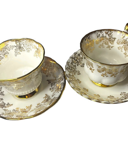 Vintage 24k Gold floral finish Royal Albert tea cup & saucer X2 Sets
