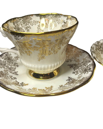 Vintage 24k Gold floral finish Royal Albert tea cup & saucer X2 Sets