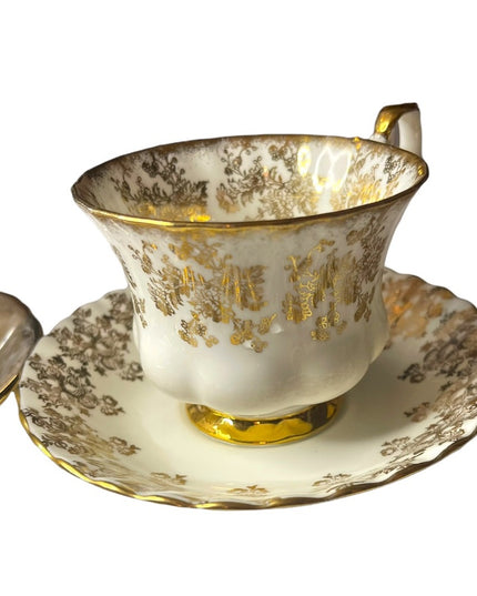 Vintage 24k Gold floral finish Royal Albert tea cup & saucer X2 Sets